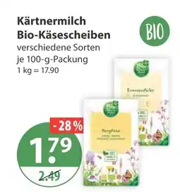 V Markt Kärntnermilch bio-käsescheiben Angebot