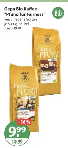 V Markt Gepa bio kaffee pfund für fairness Angebot