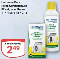 Globus Heitmann Pure Reine Citronensäure Flüssig oder Pulver Angebot