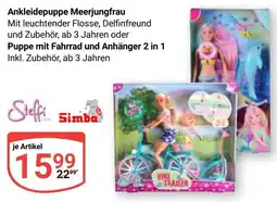 Globus Ankleidepuppe Meerjungfrau oder Puppe mit Fahrrad und Anhänger 2 in 1 Simba Angebot