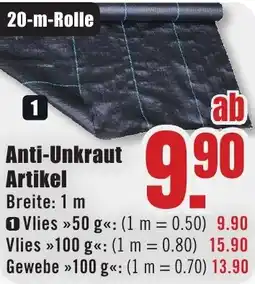 B1 Discount Baumarkt Anti-Unkraut Artikel 20-m-Rolle Angebot