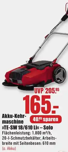 B1 Discount Baumarkt Einhell Akku-Kehrmaschine TE-SW 18/610 Li - Solo Angebot
