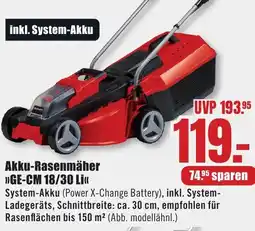 B1 Discount Baumarkt Einhell Akku-Rasenmäher GE-CM 18/30 Li Angebot