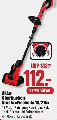B1 Discount Baumarkt Einhell Akku- Oberflächen bürste Picobella 18/215 Angebot