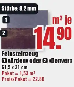 B1 Discount Baumarkt Feinsteinzeug Arden oder Denver Angebot
