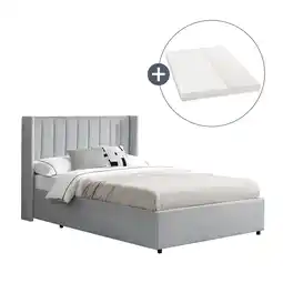 Netto Marken-Discount Juskys Polsterbett Savona 120x200 cm mit Stauraum, H3 Matratze, Samt-Bezug, bis 250kg - Hellgrau Angebot