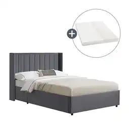 Netto Marken-Discount Juskys Polsterbett Savona 140x200 cm mit Stauraum, H3 Matratze, Samt-Bezug, bis 250kg - Dunkelgrau Angebot