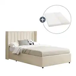 Netto Marken-Discount Juskys Polsterbett Savona 140x200 cm mit Stauraum, H3 Matratze, Samt-Bezug, bis 250kg - Beige Angebot