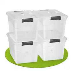 Netto Marken-Discount Juskys Aufbewahrungsbox mit Deckel - 4er Set Kunststoff Boxen 60l - Box stapelbar, transparent Angebot