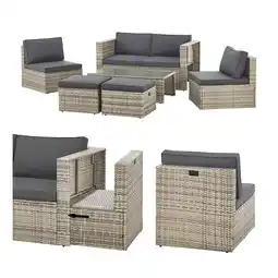 Netto Marken-Discount Juskys Polyrattan Gartenmöbel Set Salou - Outdoor Lounge für 6 Personen, wetterfest - Grau Angebot