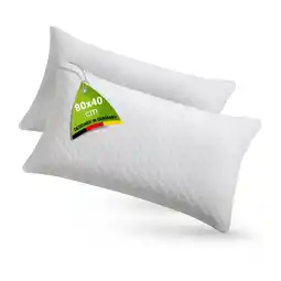 Netto Marken-Discount Juskys Kissen 40x80 cm für Bett - 2er Set Kopfkissen mit Memory-Foam Füllung - Weiß Angebot