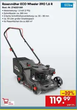 Netto Marken-Discount Rasenmäher ECO Wheeler 390 1,6 R Angebot
