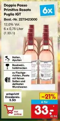 Netto Marken-Discount Doppio Passo Primitivo Rosato Puglia IGT Angebot