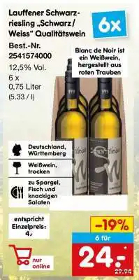 Netto Marken-Discount Lauffener Schwarzriesling „Schwarz / Weiss“ Qualitätswein Angebot