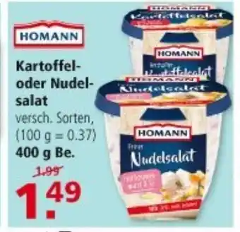 Multi Markt Homann Kartoffel oder Nudelsalat 400g becher Angebot