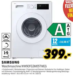 MEDIMAX SAMSUNG Waschmaschine WW90FG3M05TWEG Angebot