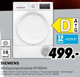 MEDIMAX SIEMENS Wärmepumpentrockner WT45HV4 Angebot