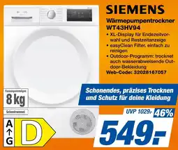 expert Techno Land SIEMENS Wärmepumpentrockner WT43HV94 Angebot