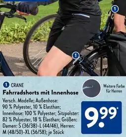 Aldi Süd CRANE Fahrradshorts mit Innenhose Angebot