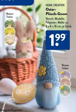 Aldi Süd HOME CREATION Oster Plüsch Gnom Angebot