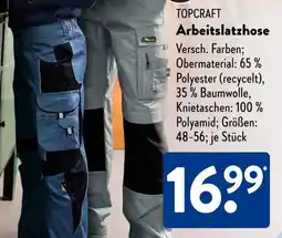 Aldi Süd TOPCRAFT Arbeitslatzhose Angebot