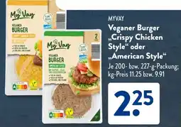 Aldi Süd MYVAY Veganer Burger Crispy Chicken Style" oder ,,American Style" Angebot