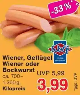 Jawoll Wolf Wiener, Geflügel Wiener oder Bockwurst Angebot