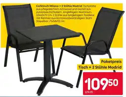 Rusta Cafétisch milano + 2 stühle madrid Angebot