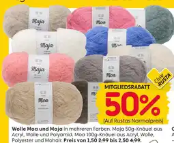 Rusta Wolle moa und maja. maja 50g-knäuel aus Angebot