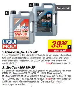 toom Baumarkt Liqui moly motorenöl nr. 1 5w-30 Angebot