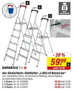 toom Baumarkt Selekta by alu-sicherheits-stehleiter l40/l41 basicline 4 stufen Angebot