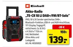 Hagebau Einhell akku-radio te-cr 18 li dab+/fm/bt-solo Angebot