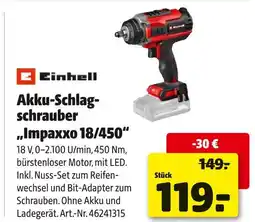Hagebau Einhell akku-schlagschrauber impaxxo 18/450 Angebot
