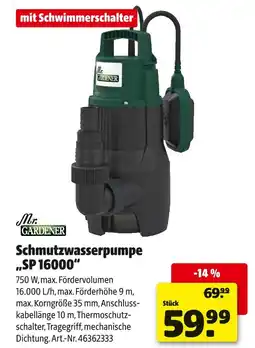 Hagebau Mr. gardener schmutzwasserpumpe sp 16000 Angebot