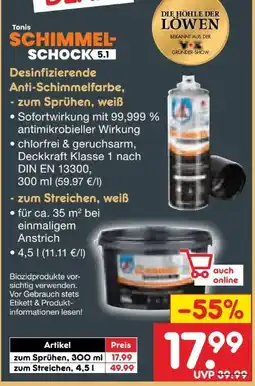 Netto Marken-Discount Tonis Schimmel Schock Desinfizierende Antischimmelfarbe Angebot