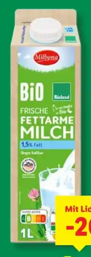 Lidl Milbona Bio frische fettarme Milch Angebot