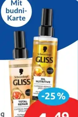 Budni Schwarzkopf Gliss Express Sprüh-Spülung Angebot