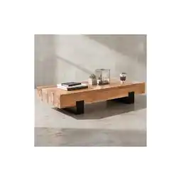 Netto Marken-Discount KADIMA DESIGN Couchtisch Industrie-Stil, Akazienholz & Schwarz Metall, 130x25x59 cm Angebot