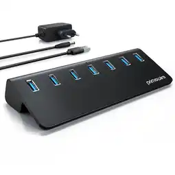 Netto Marken-Discount Primewire USB 3.2 Gen2 Hub, 7 Port Aktiver Verteiler mit Netzteil, 10 Gbit/s Angebot