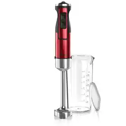Netto Marken-Discount Arendo - Stabmixer, 1000 W, Edelstahl Pürierstab in rot, Handmixer mit Becher, stufenlose Regelung Angebot