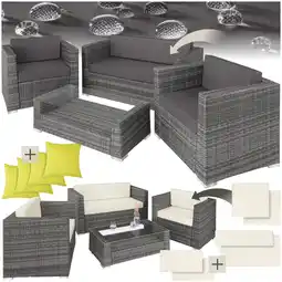 Netto Marken-Discount tectake Aluminium Rattan Lounge, mit Aluminiumgestell, 4 extra Kissen, 2 Bezugssets Angebot
