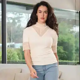 NKD Damen-T-Shirt mit Spitze am Ausschnitt Angebot