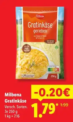 Lidl Milbona gratinkäse gerieben Angebot