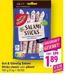 E-Center Gut & günstig salami sticks classic Angebot