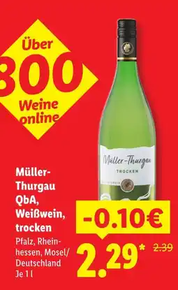 Lidl Müller-thurgau qba, weißwein, trocken Angebot