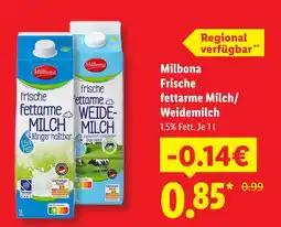 Lidl Milbona frische fettarme milch Angebot
