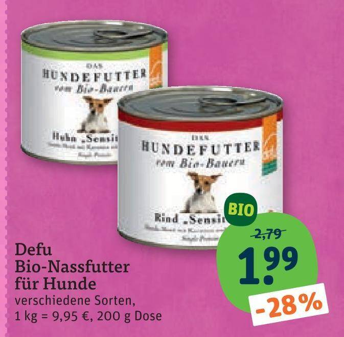 Defu bio-nassfutter fr hunde Angebot bei tegut