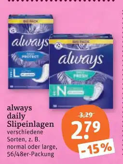 tegut Always daily slipeinlagen Angebot