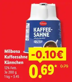 Lidl Milbona kaffeesahne kännchen Angebot