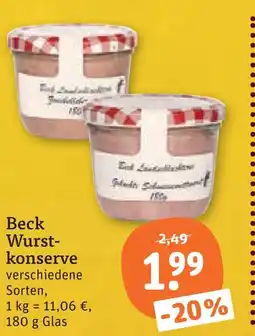 tegut Beck wurstkonserve Angebot